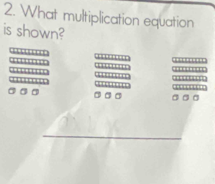 What multiplication equation 
is shown? 
_