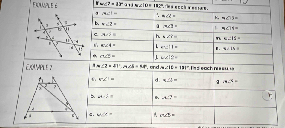 If m∠ 7=38°
EXAMPLE 6 and m∠ 10=102° ,