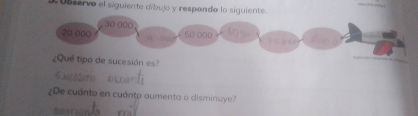 Observo el siguiente dibujo y respondo lo siguiente. 
esión es? 
¿De cuánto en cuánto aumenta o disminuye?