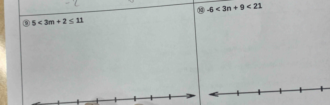 ⑩ -6<3n+9<21</tex>
5<3m+2≤ 11