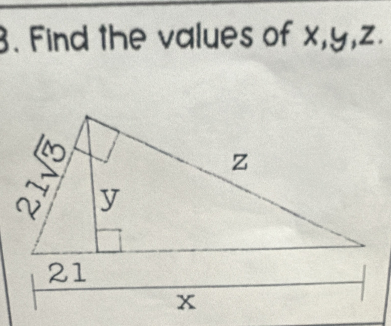 Find the values of x, y, z.