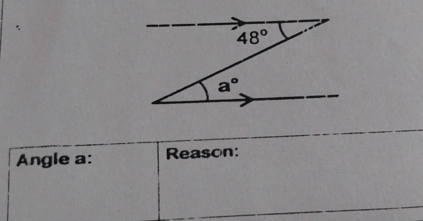 Angle a: Reason: