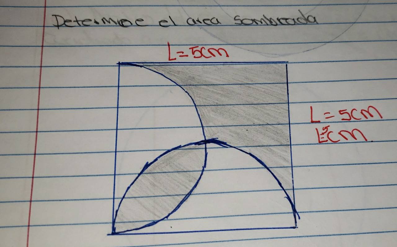 Detemne el area sombrada
L=5cm
L=5cm
Kcm