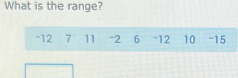 What is the range?
-12 7 11 -2 6 -12 10 -15