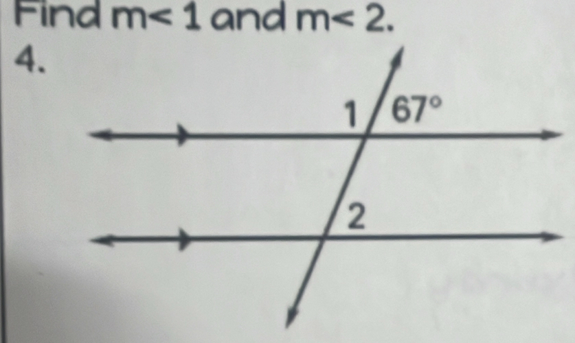 Find m<1</tex> and m<2.
4.