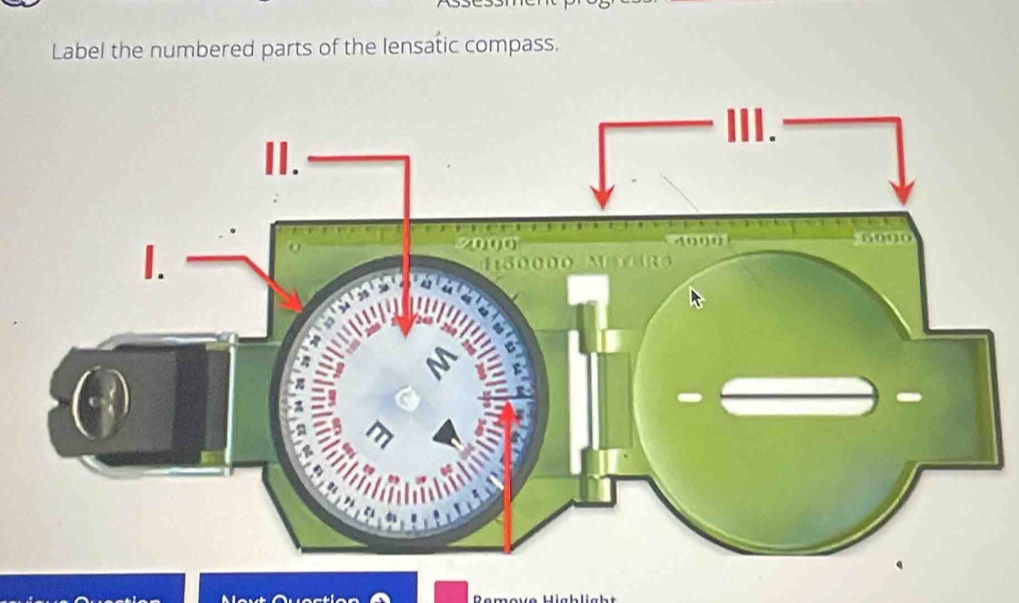 Solved: Label the numbered parts of the lensatic compass. Remove ...