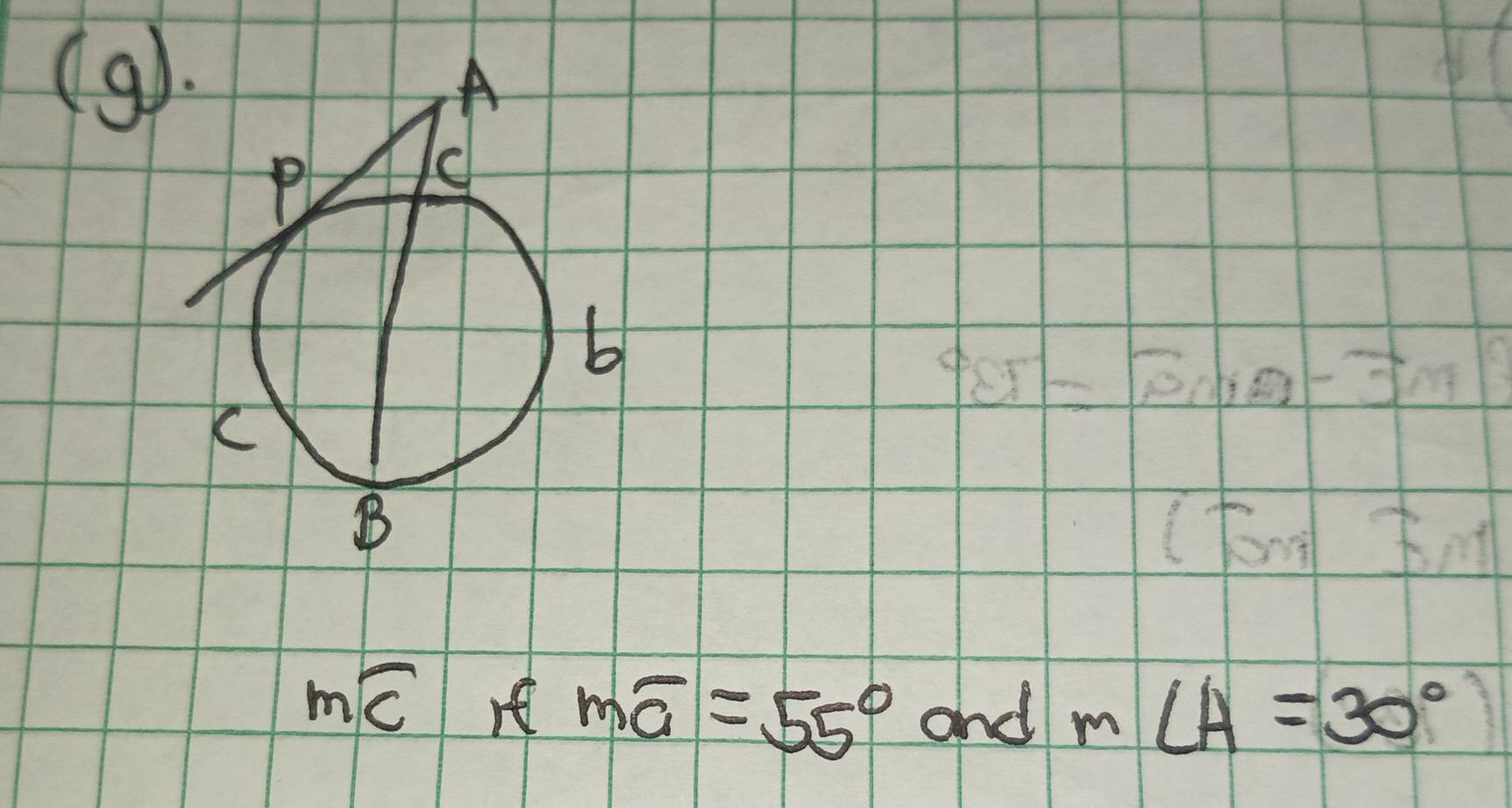 moverline C
moverline a=55° and m∠ A=30°