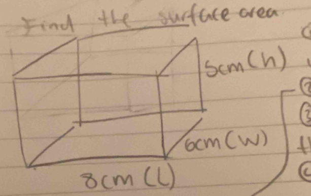 the surface area
e h)
(
(2
W) t