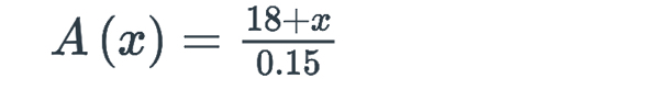 A(x)= (18+x)/0.15 