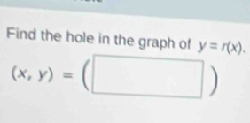 Find the hole in the graph of y=r(x).
(x,y)=(□ )