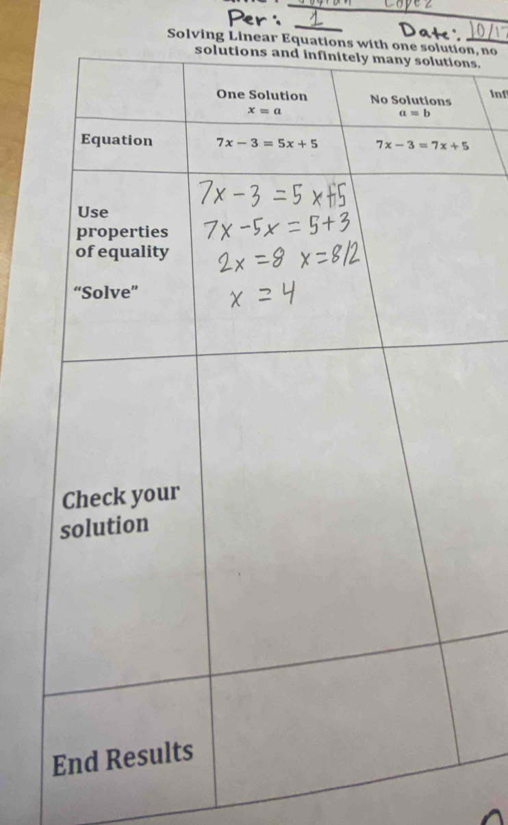 Solving Linear Equatn, no
ns.
Inf