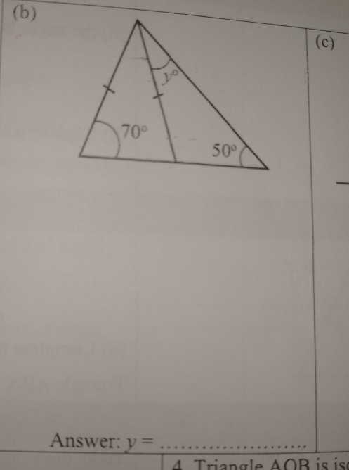 Answer: y= _
Triangle AOB is is