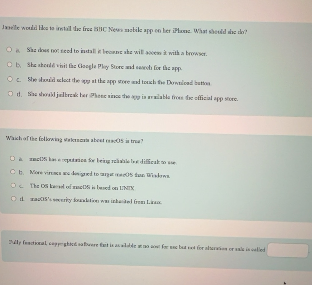 Solved: Janelle would like to install the free BBC News mobile app on ...