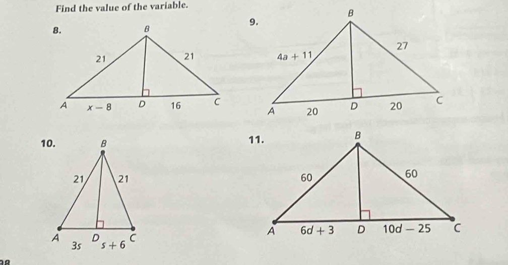 Find the value of the variable.
10.