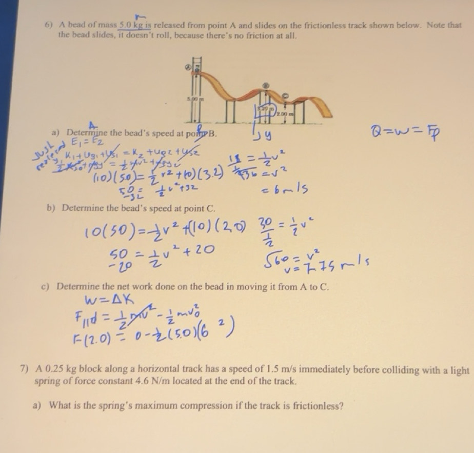 Solved: A bead of mass 5.0 kg is released from point A and slides on ...