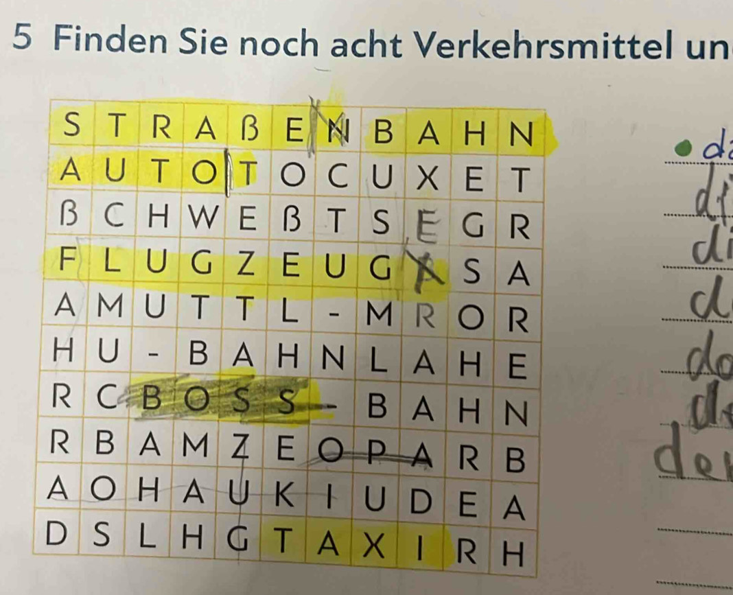 Finden Sie noch acht Verkehrsmittel un