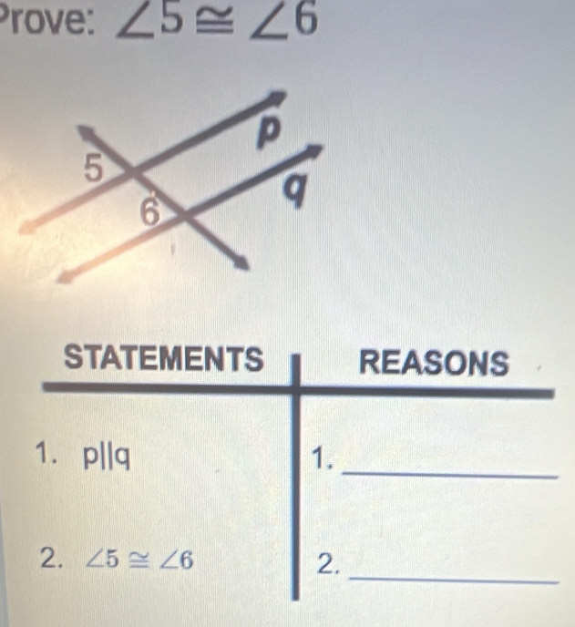 rove: ∠ 5≌ ∠ 6