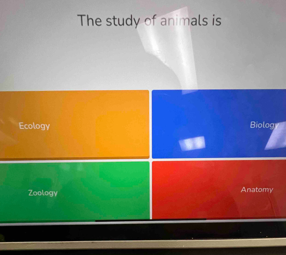 The study of animals is
Ecology
Zoology Anatomy