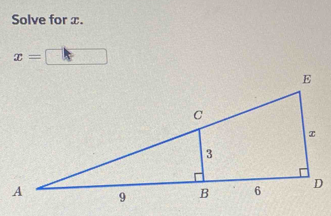 Solve for x.
x= □  □ /□  