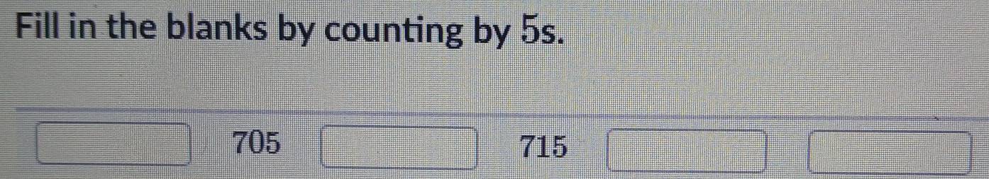 Fill in the blanks by counting by 5s.
705 715