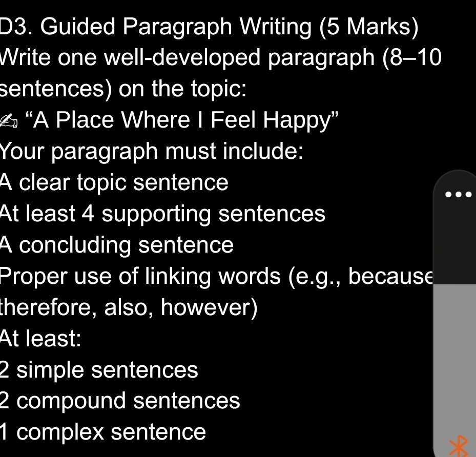 Solved: D3. Guided Paragraph Writing (5 Marks) Write one well-developed ...