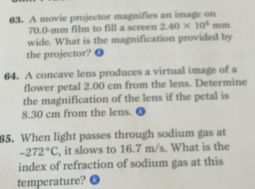 Solved: A movie projector magnifies an image on 70.0-mm film to fill a ...