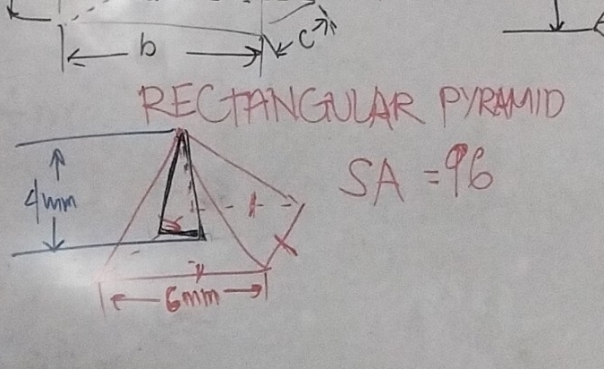 RECTANGULAR PYRANID
SA=96