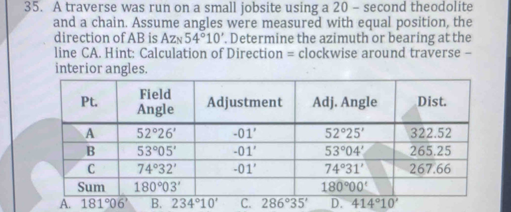 Solved: A traverse was run on a small jobsite using a 20 - second ...