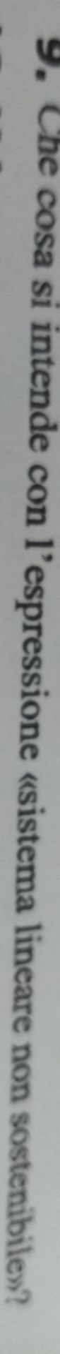 Che cosa si intende con l’espressione «sistema lineare non sostenibile»?