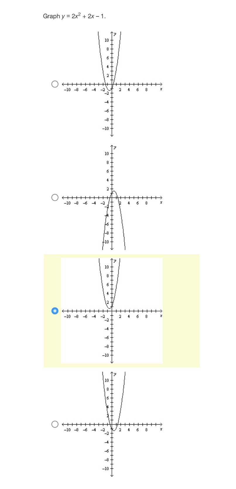 Graph y=2x^2+2x-1.