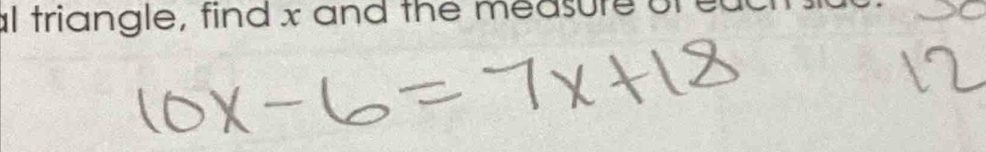 al triangle, find x and the measure