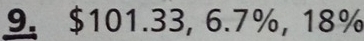 $101.33, 6.7%, 18%