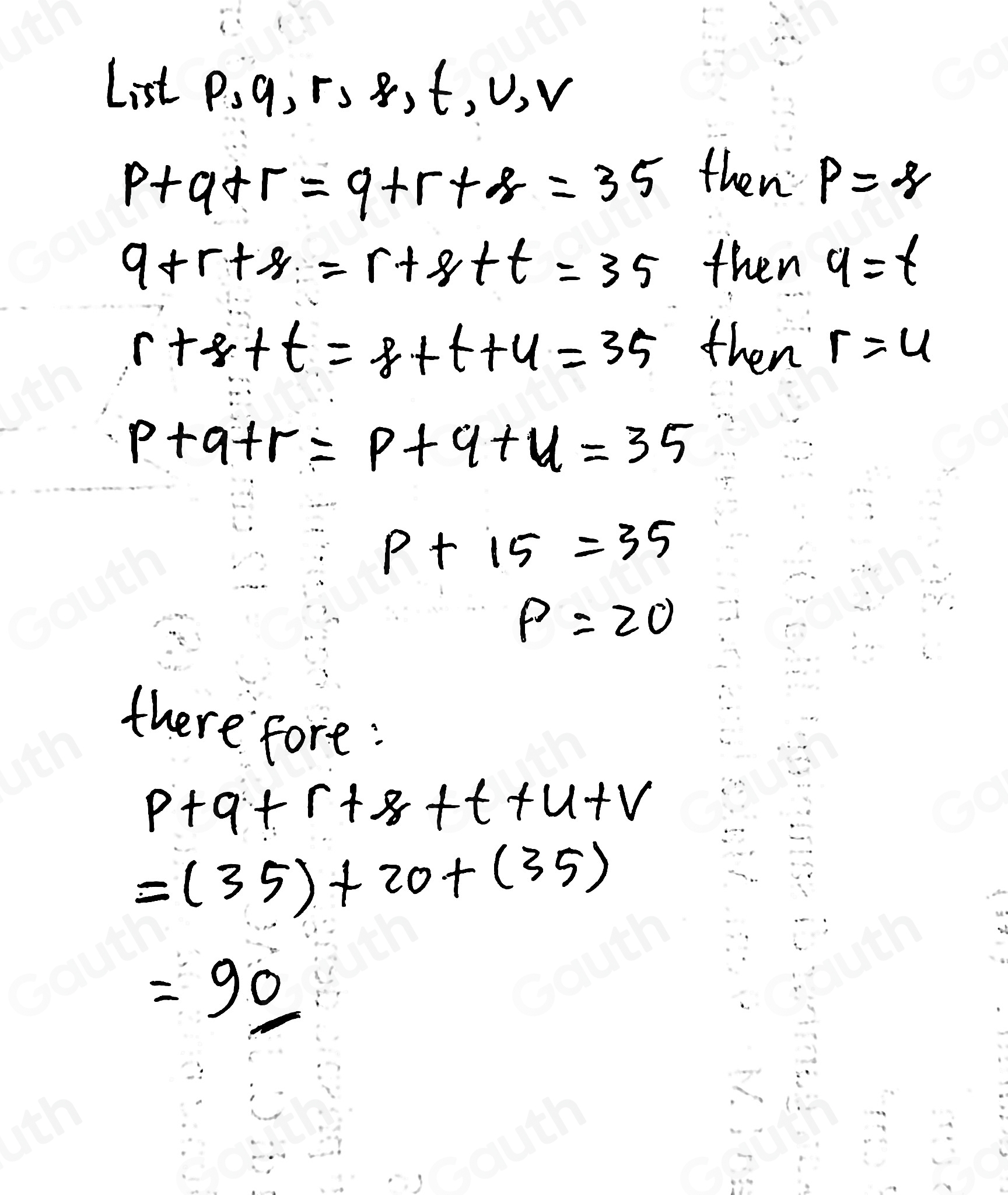 Solved: In the list p, q, r, s, t, u, v, each letter represents a ...