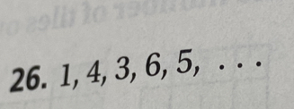 1, 4, 3, 6, 5, . . .