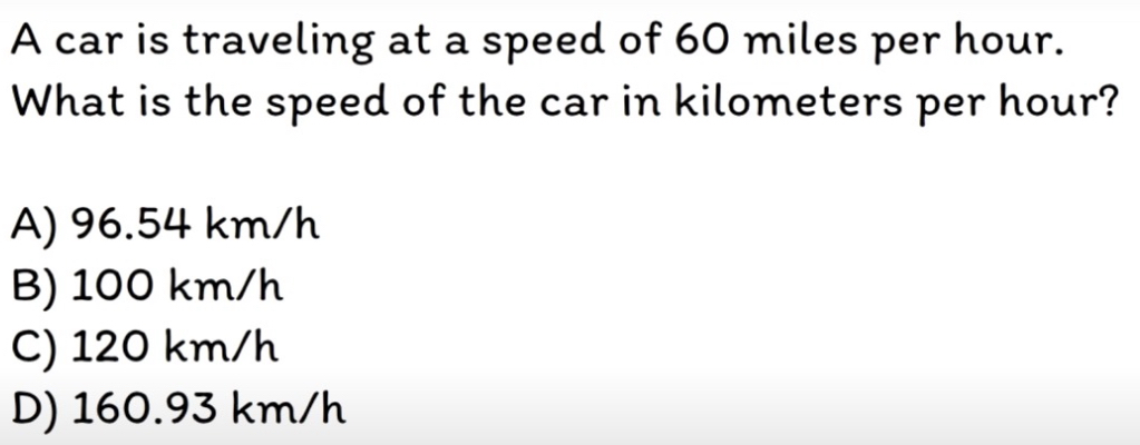 Solved: A car is traveling at a speed of 60 miles per hour. What is the ...