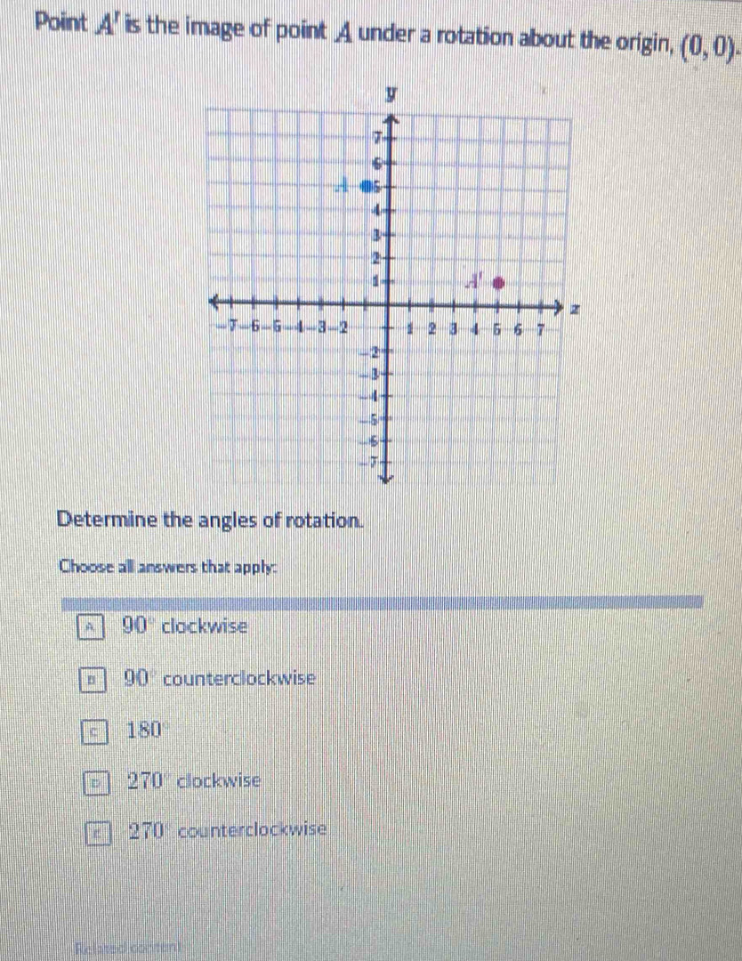 Solved: Point A' is the image of point A under a rotation about the ...