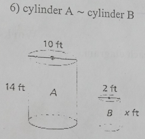 cylinder A ~ cylinder B
2 ft
B ∀x ft