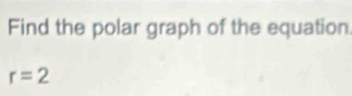 Find the polar graph of the equation.
r=2