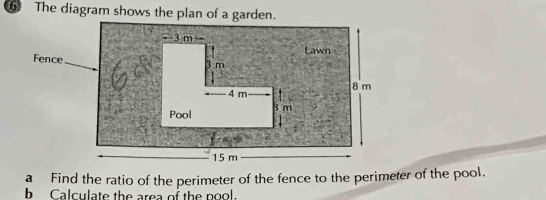 Solved: The diagram shows the plan of a garden. a Find the ratio of the ...