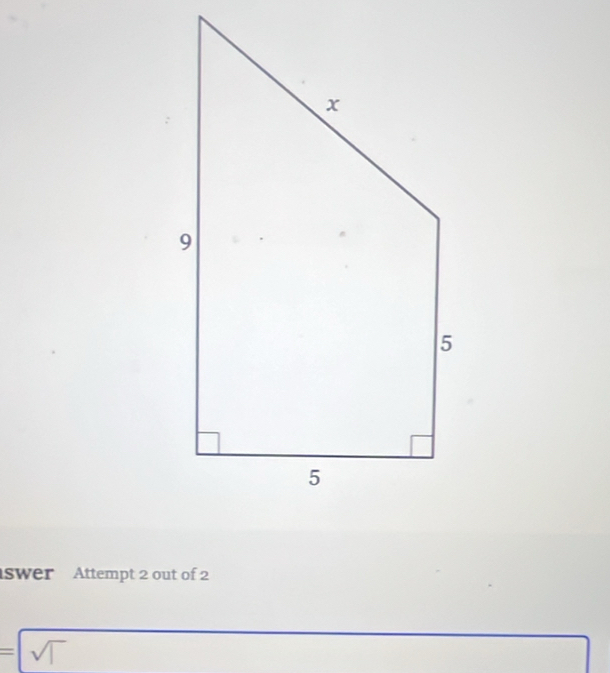 swer Attempt 2 out of 2 
= sqrt(1) 
: