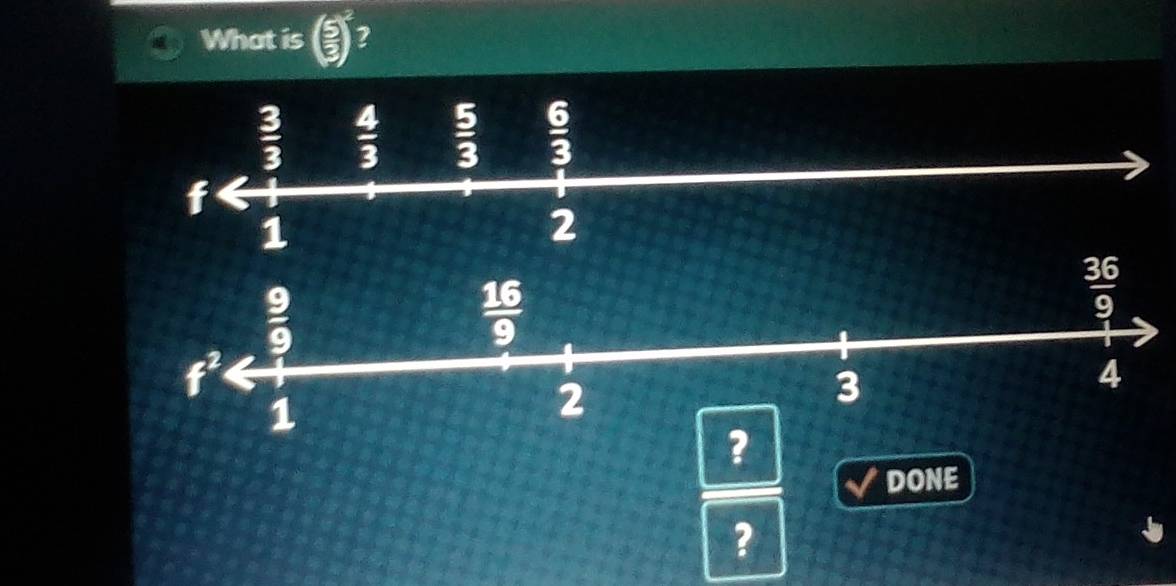 What is ( 5/3 )^2 2
 36/9 
?
DONE
?