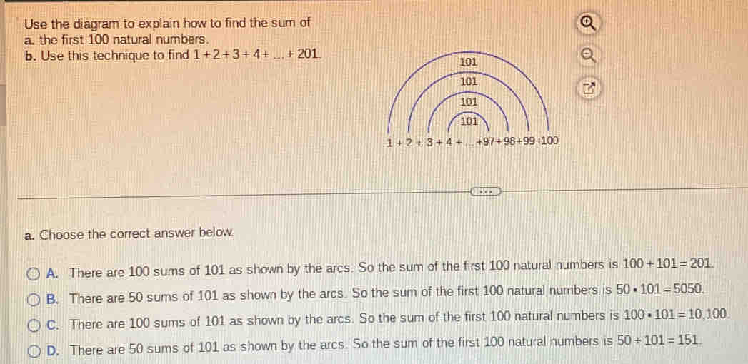 Solved: Use the diagram to explain how to find the sum of a. the first ...