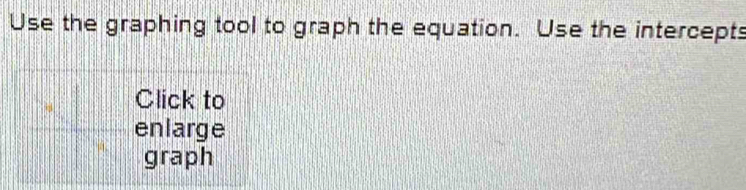 Use the graphing tool to graph the equation. Use the intercepts 
Click to 
enlarge 
graph