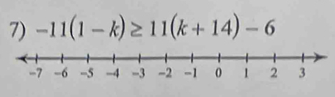 -11(1-k)≥ 11(k+14)-6