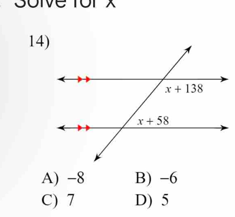 A) -8 B) -6
C) 7 D) 5