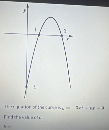 y=-3x^2+bx-9
Find the value of b.
b=