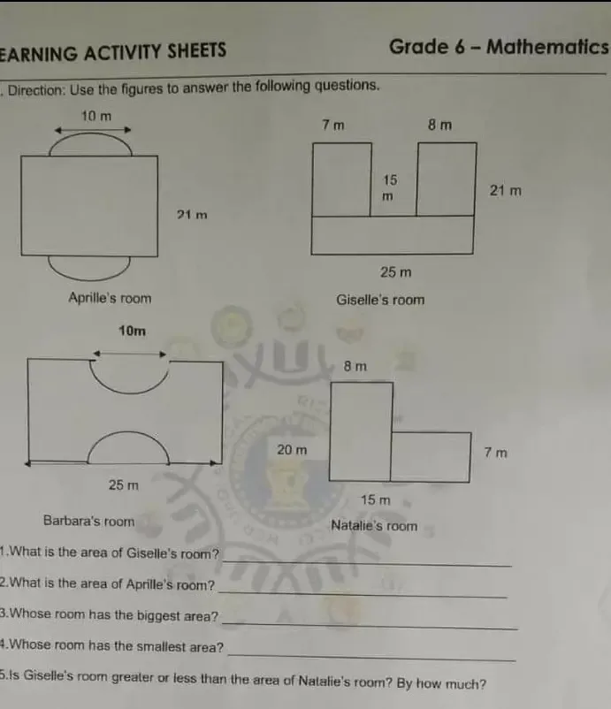 Solved: EARNING ACTIVITY SHEETS Grade 6 - Mathematics . Direction: Use ...