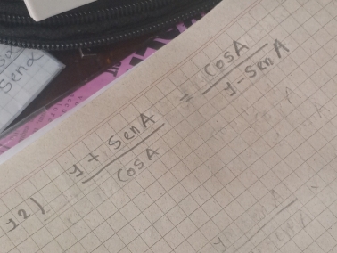 senalpha
121 (1+sin A)/cos A = cos A/1-sin A 