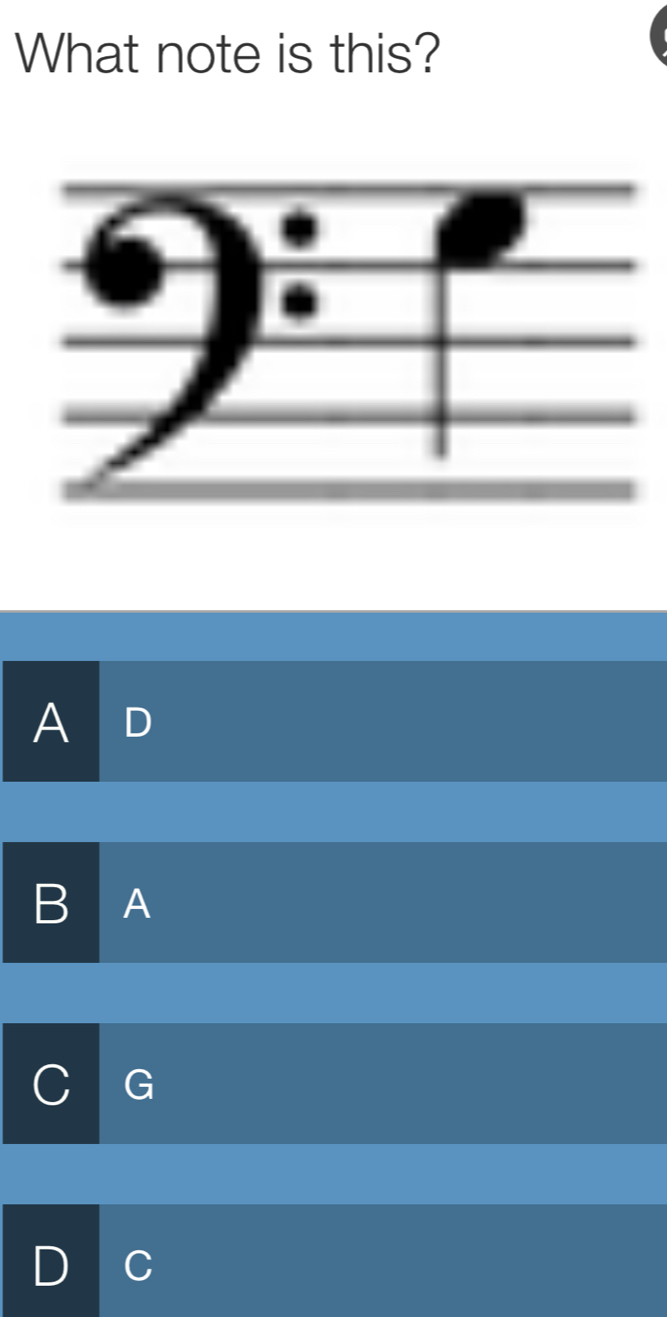 Gelöst:What note is this? A D B A G C
