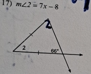 m∠ 2=7x-8